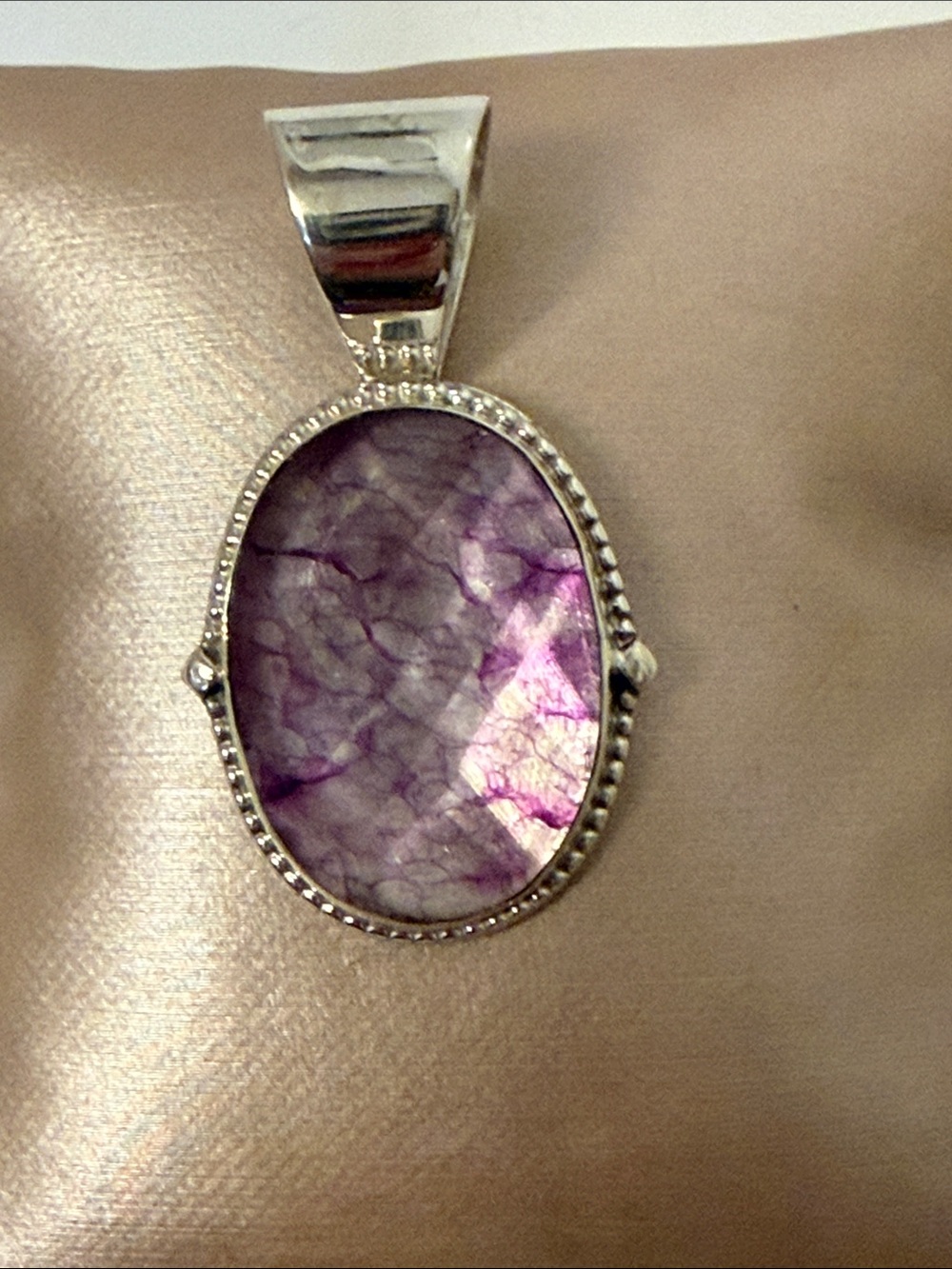 DTR JAY KING STERLING SILVER 925 PENDANT OVAL PURPLE STONE VEINS CHAROITE? 10.5g
